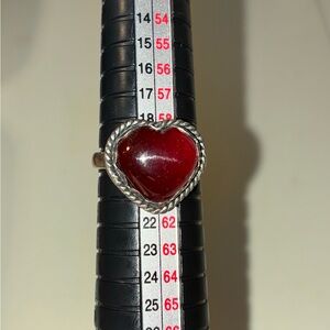 Hessonite Garnet Heart-Shaped Sterling Silver Ring sz. 9